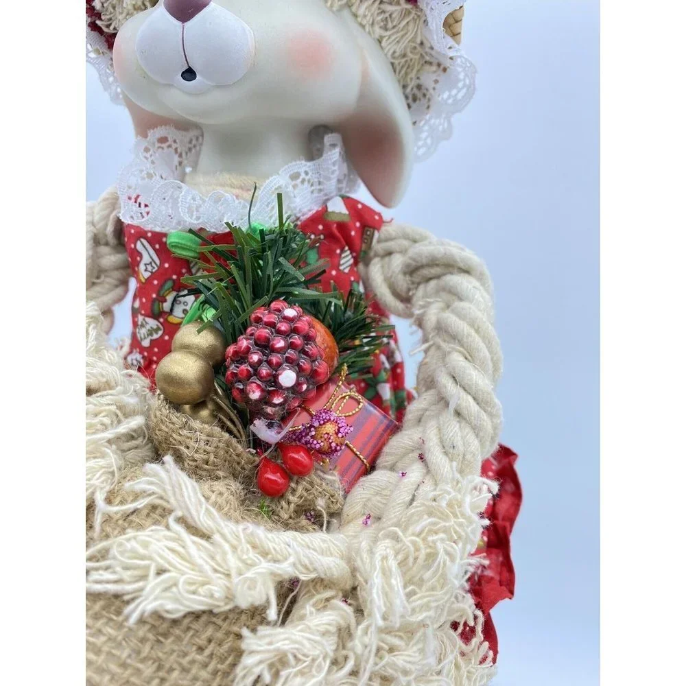 VTG 90s House Of Lloyd Flossie Christmas Bunny Doll Box‎ Holiday Cottagecore Y2K